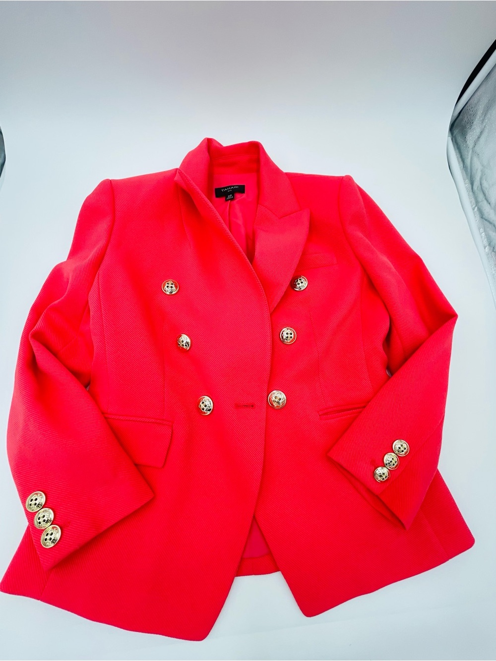 Tahari ASL Women's Double-Breasted Red Blazer Jacket size 2 P